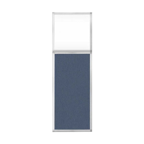 Hush Panel Configurable Cubicle Partition 2' x 6' W/ Window Ocean Fabric Clear Window
